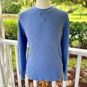 Big Ball Sports Thermal Waffle Long Sleeve Shirt. Blue. Large.